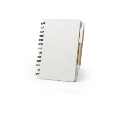 Набор GLICUN: блокнот B6 и ручка, рециклированный картон/пластик с пшеничным волокном, бежевый