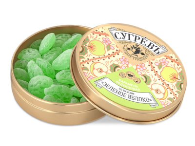 Карамель леденцовая со вкусом яблока в банке