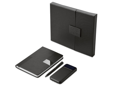 Подарочный набор Tesla с блокнотом А5, ручкой и пауэрбенком на 10 000 mAh