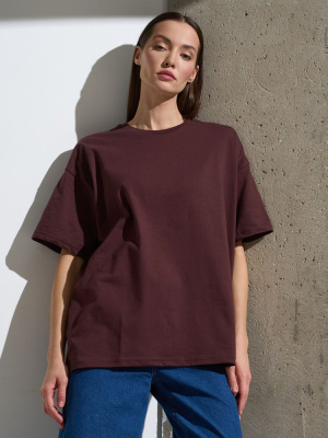 Футболка Oversize Premium, коричневая (шоколад), размер S
