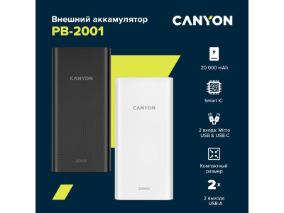 Внешний аккумулятор PB-2001, 20000 mAh