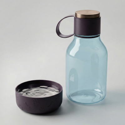 Бутылка для воды 2-в-1 Dog Bowl Bottle со съемной миской для питомцев, 1500 мл