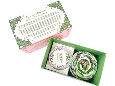 Набор: платок Гжель и свеча Птица счастья