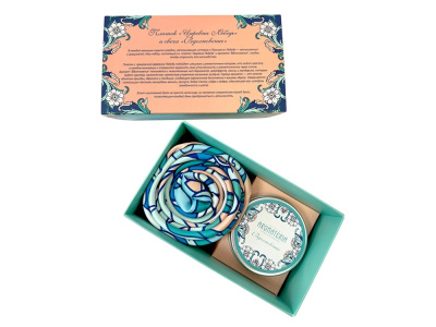 Набор: платок Гжель и свеча Птица счастья