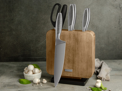 Набор из 5 кухонных ножей, ножниц и блока для ножей VERA