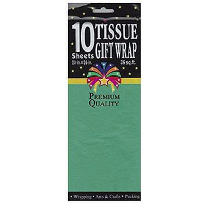 Упаковочная бумага "Тишью", зеленый, 10 листов в упаковке, размер листа 50*66 см