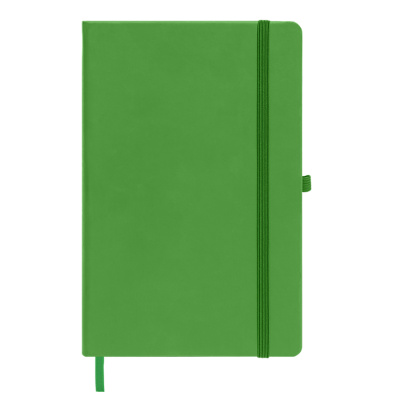 Бизнес-блокнот А5  "Silky", ярко-зеленый,  твердая обложка,  в клетку