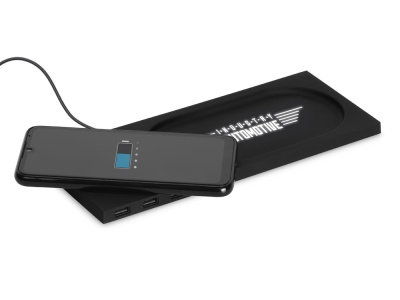 Беспроводное настольное зарядное устройство Glide с подсветкой, soft-touch
