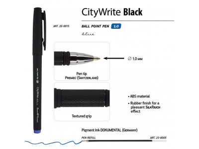 Ручка пластиковая шариковая CityWrite Black