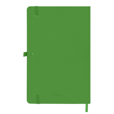 Бизнес-блокнот А5  "Silky", ярко-зеленый,  твердая обложка,  в клетку
