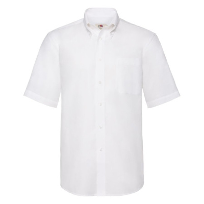 Рубашка "Short Sleeve Oxford Shirt", белый_S, 70% х/б, 30% п/э, 130 г/м2