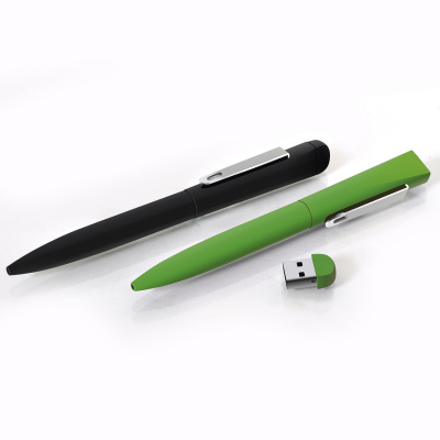 IQ, ручка с флешкой, 8 GB, зеленый/хром, металл