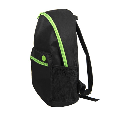 Рюкзак "Town", черный с зелеными молниями, 28х38х12 см, полиэстер 600D